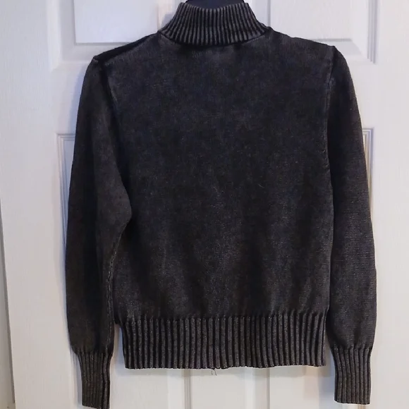 Woolrich Full-Zip Ribbed Knit Sweater - Black Acid Wash - Picture 3 of 7